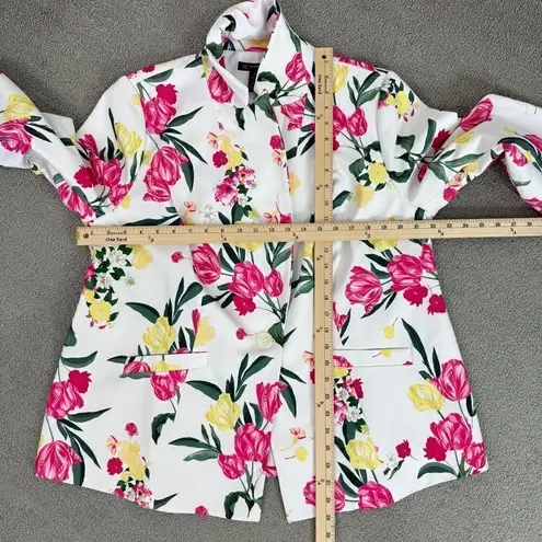 INC International Concepts Floral Print Blazer Jacket White Pink 1X Plus Size