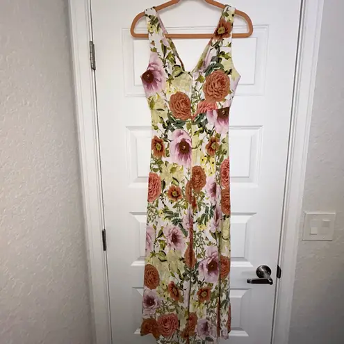 Paper Heart New, Floral Print Linen Blend Sleeveless Maxi Dress Size S