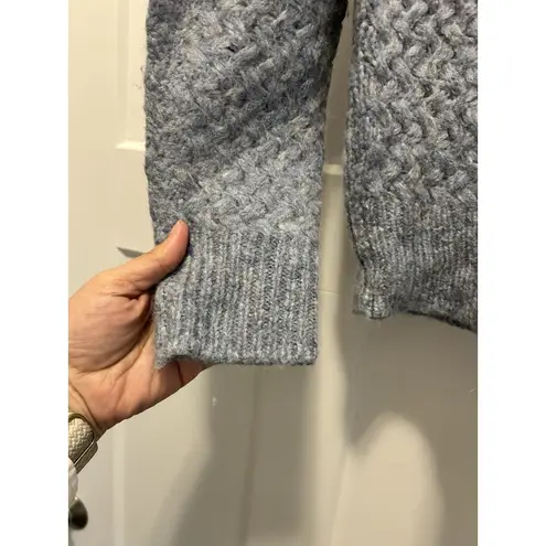 Magaschoni Alpaca Wool Blend Basketweave Chunky Knit Blue Sweater Size Medium