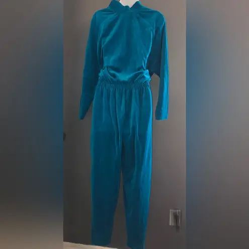 Vintage Blue California ROC  Velour Long Sleeve Jumpsuit Jumper Women’s Medium