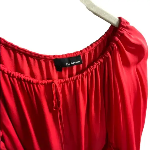 The Kooples Red Silk Drawstring Neck Keyhole Dress Originally $470.00
