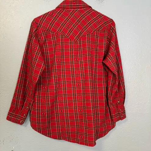 Xirena Women's Sierra Red Stone Plaid Flannel Sz XS Casual Snap Button Preppy