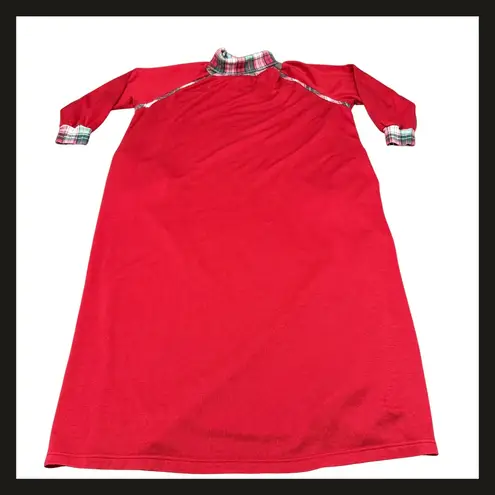 Jaclyn Intimates Intimate Appeal Red Plaid Trim Turtleneck Long Nightgown Dress L Petite NWOT New