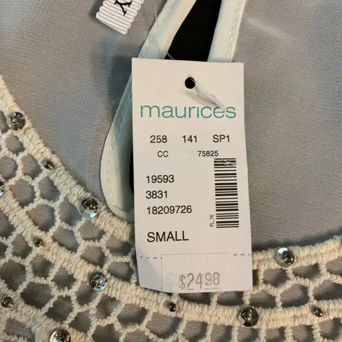 studio Y by maurices Women's Small S Tank Top White Blue Ombre Crochet Sequins