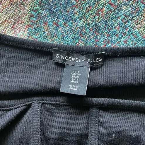 Sincerely Jules Blue Fitted Crop Top Blouse with Long Sleeves Plate Front SZ S