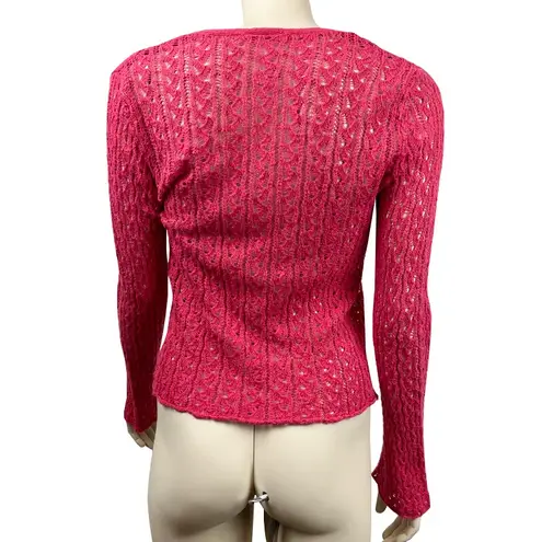 J. Jill Coral Pink Loose Knit Button Front Cardigan Sweater