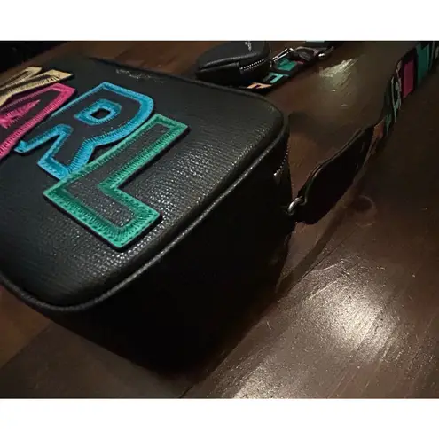 Karl Lagerfeld Paris Maybelle Crossbody Purse Double Zipper Black With Mini Bag