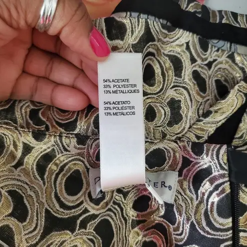 Doncaster Black & Gold Metallic Dressy Circle Skirt Size 8 NWT