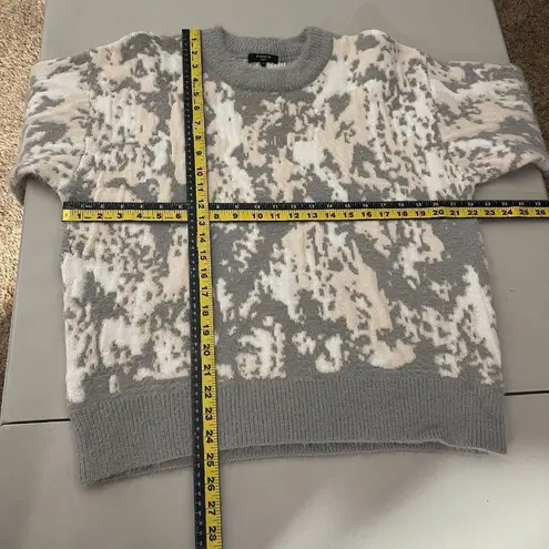 FRNCH Paris Sweater Womens S/M Nadera Fuzzy Crew Neck Knit Gray White Soft Cozy Size M - Image 3