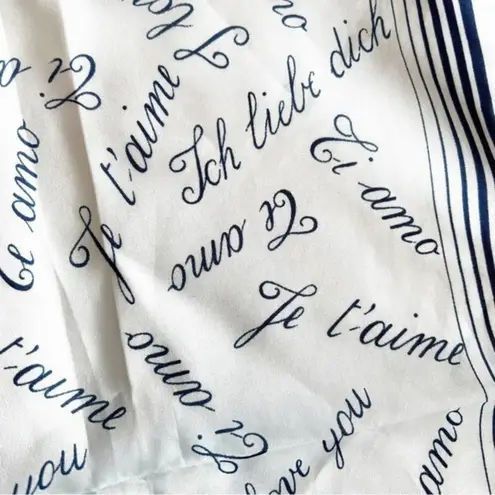 Vintage I Love You Square Scarf French Spanish German English Valentine’s Day Blue