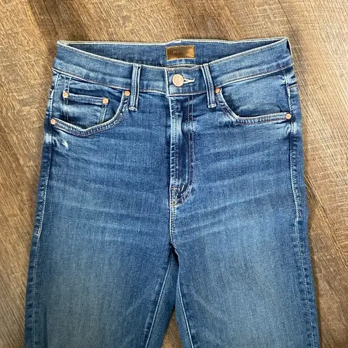 MOTHER THE INSIDER CROP STEP CHEW WASH DANCING ON COALS Hi Rise Kick Flare Ankle Blue Size 25