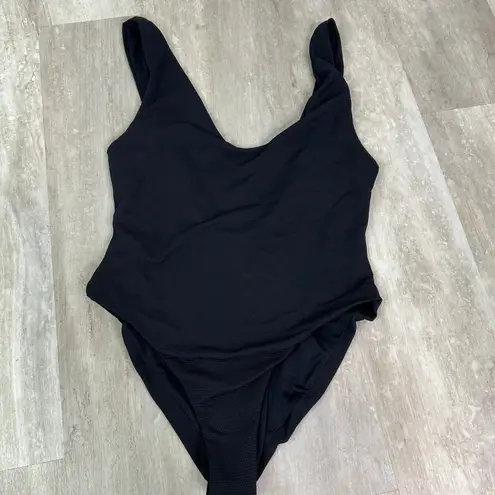 Eberjay Eberjey Black Scoop Classic Cut Textured One Piece Swimsuit Size Large
