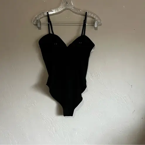 Cyn & Luca Black Pucker Ribbed One Piece Swimsuit