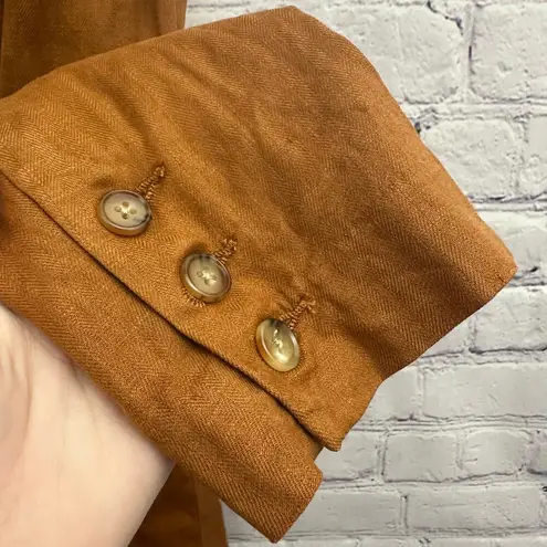 Evereve Alexa Double Breasted Linen Blend Blazer Burnt Orange Size Small