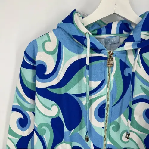Hill House NWT The Allie Zip-Up Hoodie in Ocean Kaleidoscope Fleece XS