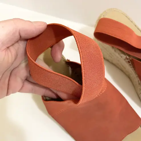 Adrienne Vittadini Espadrille Wedge Sandals Elastic Strap Orange Size 9M Summer