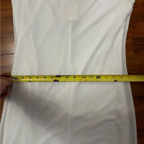 DEADSTOCK y2k white maxi cowl neck sequin dress sheet truffle sleeve glam size 8