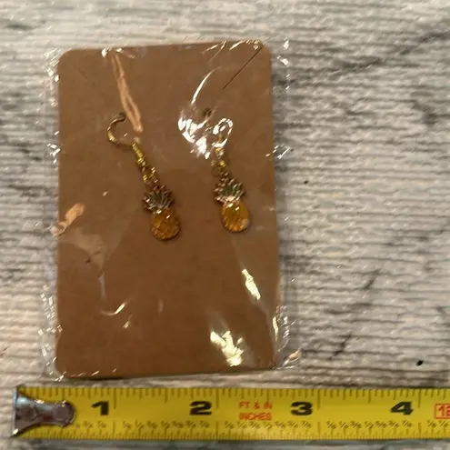 Pineapple Enamel Dangle Earrings Yellow