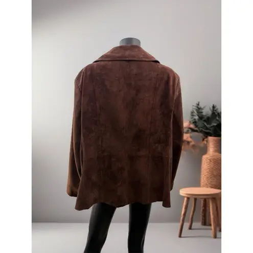Preston & York Woman Genuine Suede Leather Jacket Brown Coat 3X Plus Size