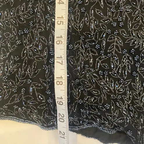 Papell Boutique Vintage Evening Beaded Short Sleeve Blouse Black Silk EUC Sz Sm