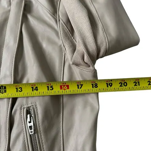 Blank NYC Sandstone Faux Leather Collarless Jacket Women Size Medium | 68