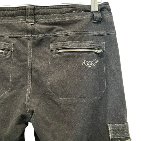 Kuhl Women's Krush Cargo Black Hiking Pants Sz 8 Reg Skinny Fit Moto Zip Pockets