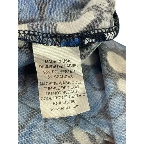 VTG Leota for Dia & Co Blue White Floral Geometric Print Top 3L V