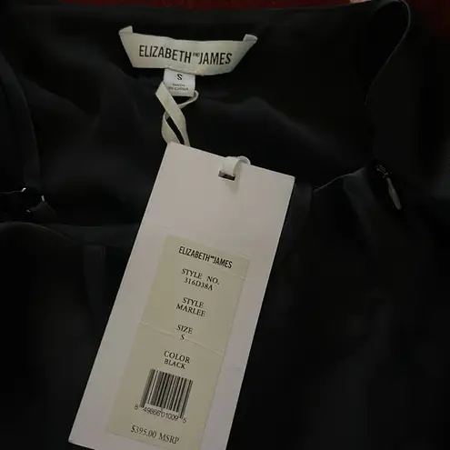 Elizabeth and James Marlee Black Satin Sleeveless Pullover Midi Dress NEW