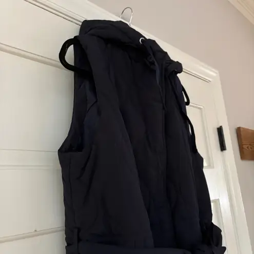 Poetry Navy Blue Hooded Quilted Belted Longline Puffer Vest Size 14