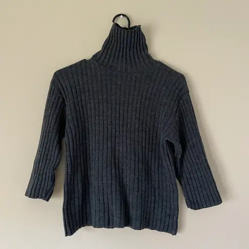 the great american sweater Dark Gray Top Long Sleeve Ribbed Casual Comfy