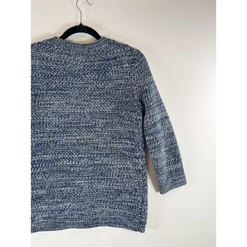 Boden Tori Womens Cardigan Blue Crewneck Knit 3/4 Sleeve Sweater Small