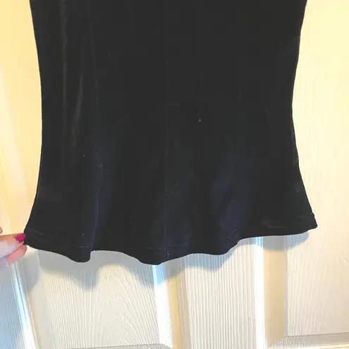 Black Velvet Tank Ruffle Trim Gothic XS Vamp Party