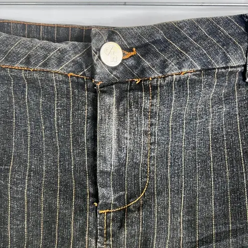 Dollhouse Pin Stripe Dark Faded Denim Jean Skirt Whiskering Size 19