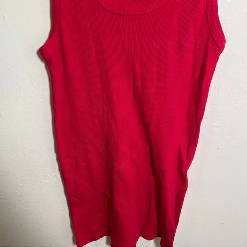 Scoop Neck Ribbed Tank Top Bright Pink XL