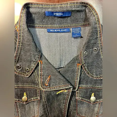 Bill Blass Vintage Jean Jacket, dark wash stretch, size L