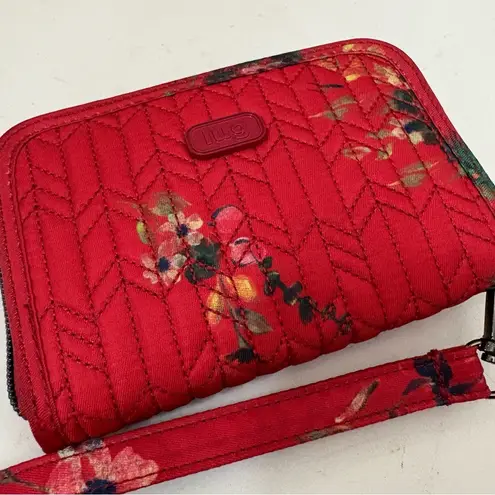 Lug Red Quilted Wristlet Bag with Floral Design