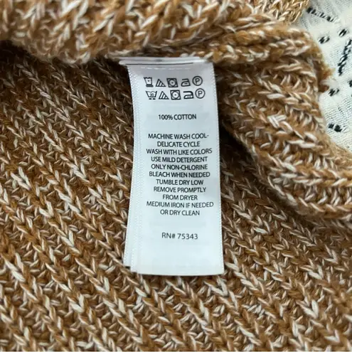 Cupcakes and Cashmere Tan Mock Neck Sweater Marled Cotton, Sz M