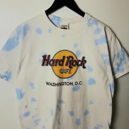 Hard Rock Cafe Vintage 90s Washington D.C. Tie Dye T Shirt Blue White Logo