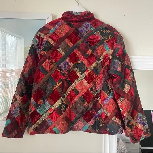 Coldwater Creek Vintage 90s Y2K Velvet Quilt Patchwork Jacket