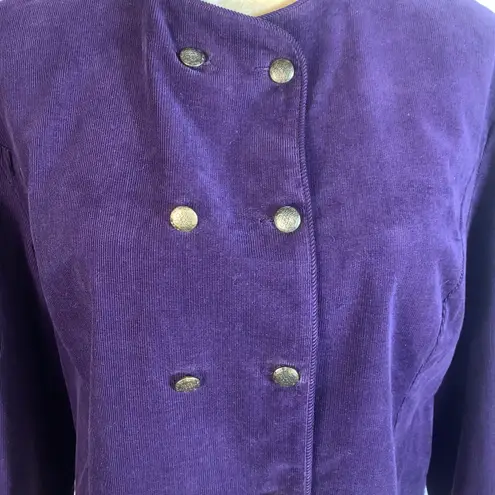Laura Ashley Vintage purple Corduroy Double Breasted Cropped Jacket, Sz 14