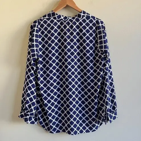 Pleione  Button-Down Top Womens‎ Size Small Moroccan Lattice Blouse Semi Sheer