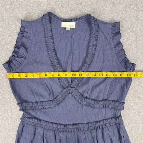 PINCH Women's Sleeveless V Neck Ruffle Mini Dress Blue Size Large
