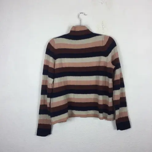 Madewell  Evercrest Pink Striped Wool Turtleneck Sweater in Coziest Yarn XL