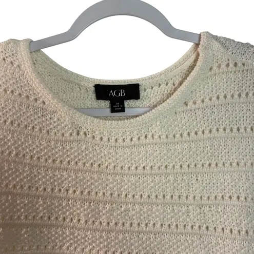 AGB Knitted Vest Ivory NWT SZ MED Oversized Open Weave Office Chic Boho Preppy