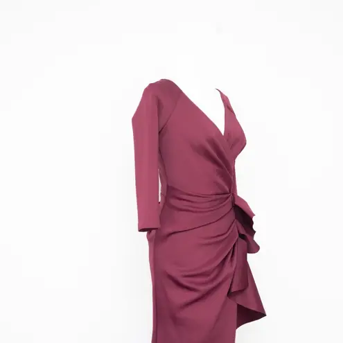XScape | Long Sleeve Scuba Ruched Gown