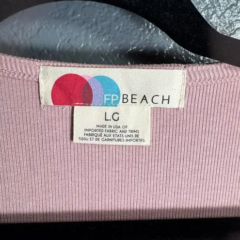 Free People  Beach Womens Ribbed Light Pink Crop Top Size L Large