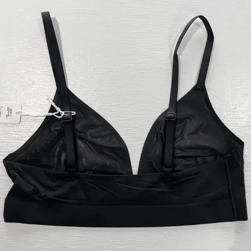 Aerie New  SMOOTHEZ Mesh Bralette Sheer Wireless Bra True Black Size Small