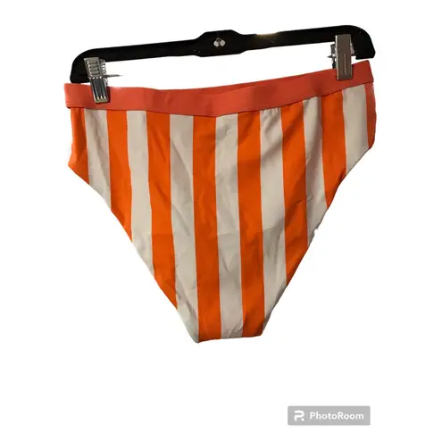 Striped Large 2 piece New High Waisted Bikini Set Orange