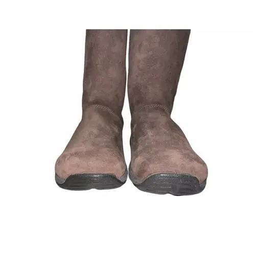 Merrell Brown Suede Winter Boots Sz 6 Womens Pull On Sherpa Lined Snow Mid Calf