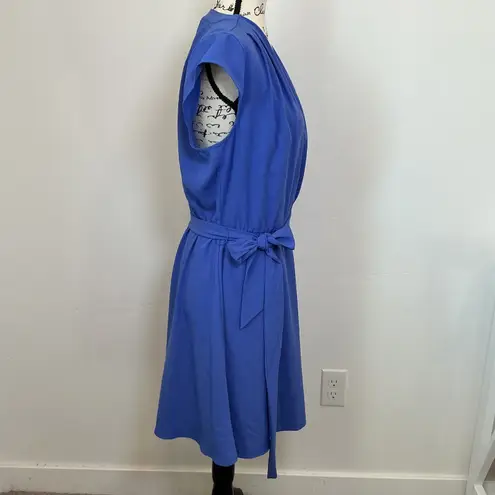 Maison Jules Seersucker Faux Blue Wrap Dress Tie Casual Summer Dress L
